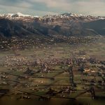Il massiccio del Matese dall'alto della Valle Alifana. aerea
